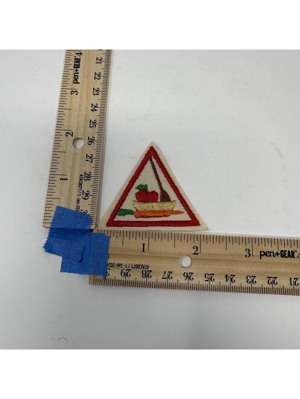 Vintage Girl Scout Food Fun Try-It Triangle Badge Patch Embroidered